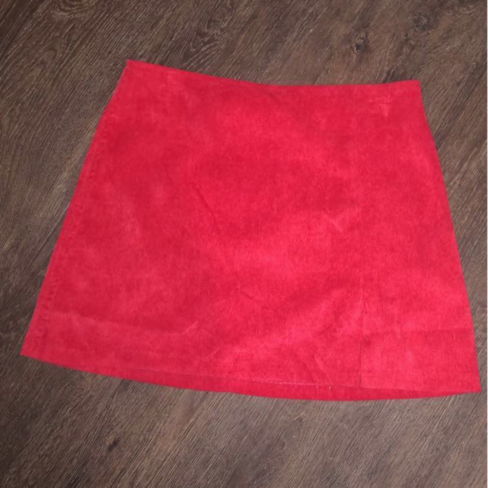 Red corduroy mini skirt
